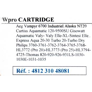 Filtre cartouche pour Aspirateur Philips, Aspirateur Curtiss, Aspirateur  Thomas, Aspirateur Gisowatt CURTISS